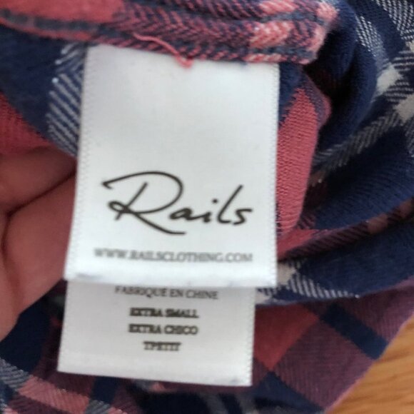 Rails Hunter Plaid Button Up Shirt Rust Indigo White Metallic XS - Picture 4 of 8